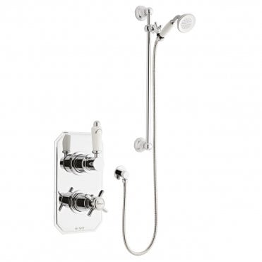 Klassique Chrome Concealed Thermostatic Shower Valve with Adjustable Slide Rail Kit