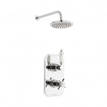 Klassique Chrome Concealed Thermostatic Shower Valve with Fixed Drencher Head
