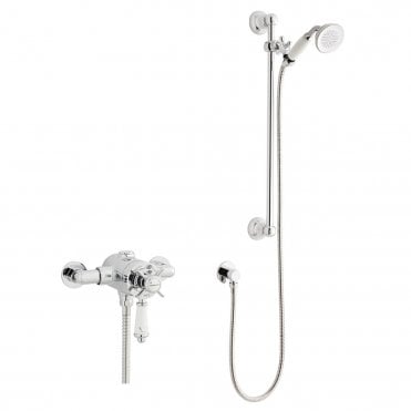 Klassique Chrome Exposed Thermostatic Shower Valve with Adjustable Slide Rail Kit