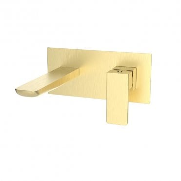 Kolt Brushed Brass Wall Mounted Basin Mixer