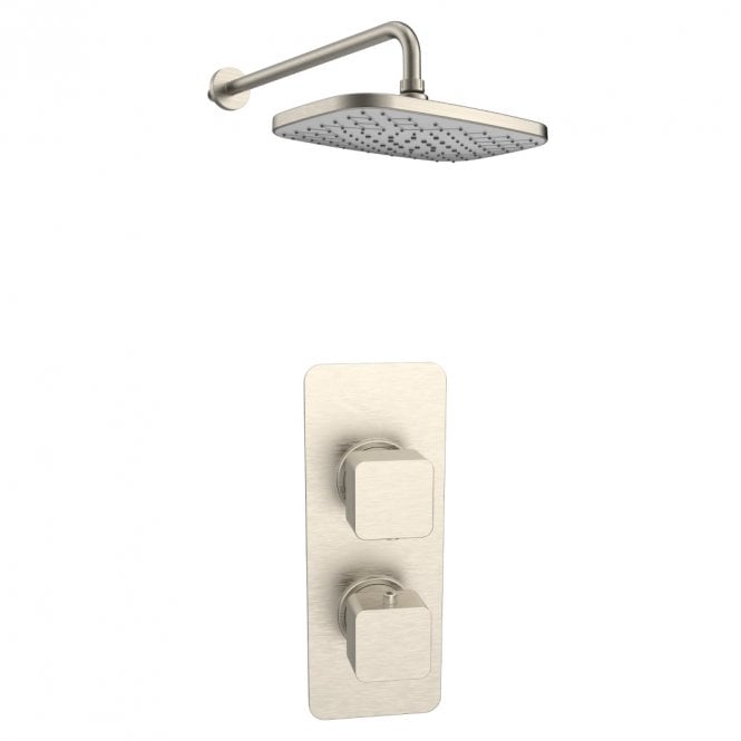 Kartell Kolt Brushed Nickel Concealed Thermostatic Single Outlet Shower with Fixed Square Head