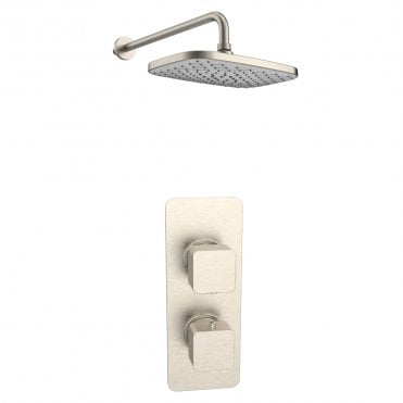 Kolt Brushed Nickel Concealed Thermostatic Single Outlet Shower with Fixed Square Head