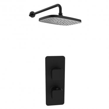 Kolt Matt Black Concealed Thermostatic Single Outlet Shower with Fixed Square Head