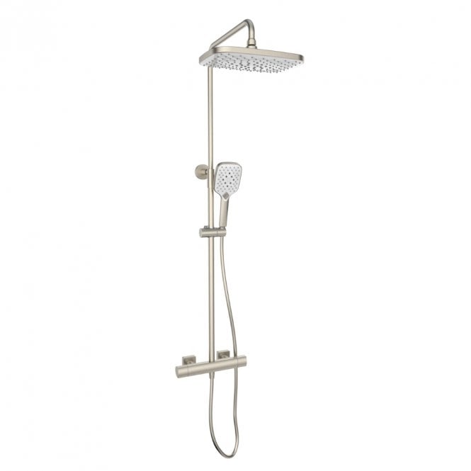 Kartell Kolt Thermostatic Bar Shower with Drench Head & Handset Brushed Nickel
