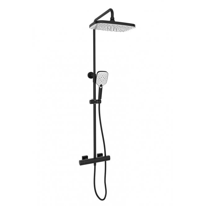 Kartell Kolt Thermostatic Bar Shower with Drench Head & Handset Matt Black