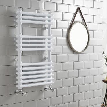 Kolumn Style White Modern Designer Heated Towel Rail