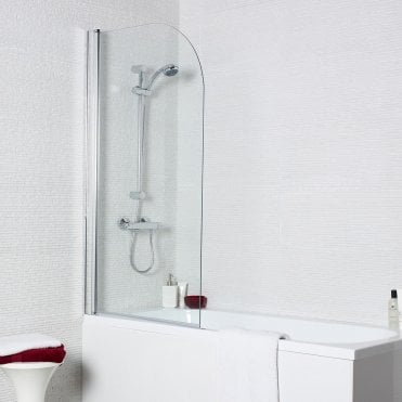 Koncept Chrome 1400mm Straight Curved Top Bath Screen