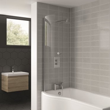 Koncept Chrome Curved P Bath Shower Screen