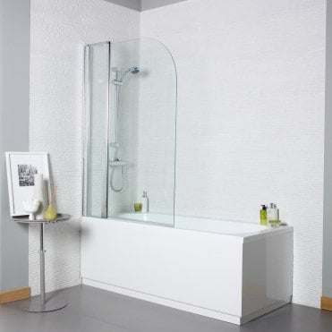 Koncept Chrome Hinged Curved Top Bath Screen with Extension Panel