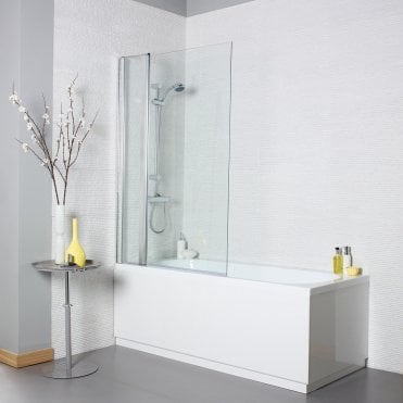 Koncept Chrome Straight Hinged Bath Screen with Extension Panel