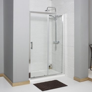 KV6 1100mm Chrome Sliding Shower Door 6mm Glass