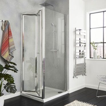 KV6 Chrome 800mm Bi-Fold Shower Door 4mm Glass