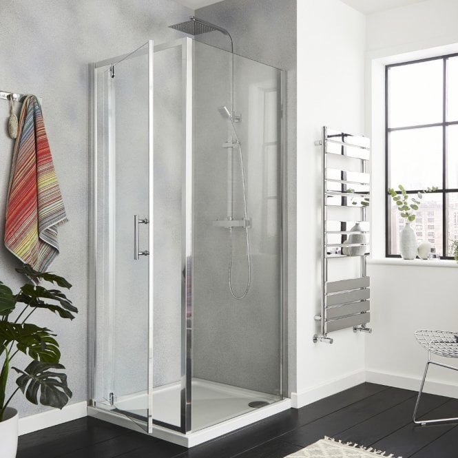 Kartell KV6 Chrome 800mm Pivot Shower Door 6mm Glass