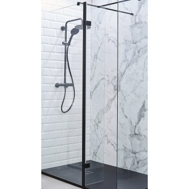 KV8 300mm Black Nero Hinged Wetroom Return Panel