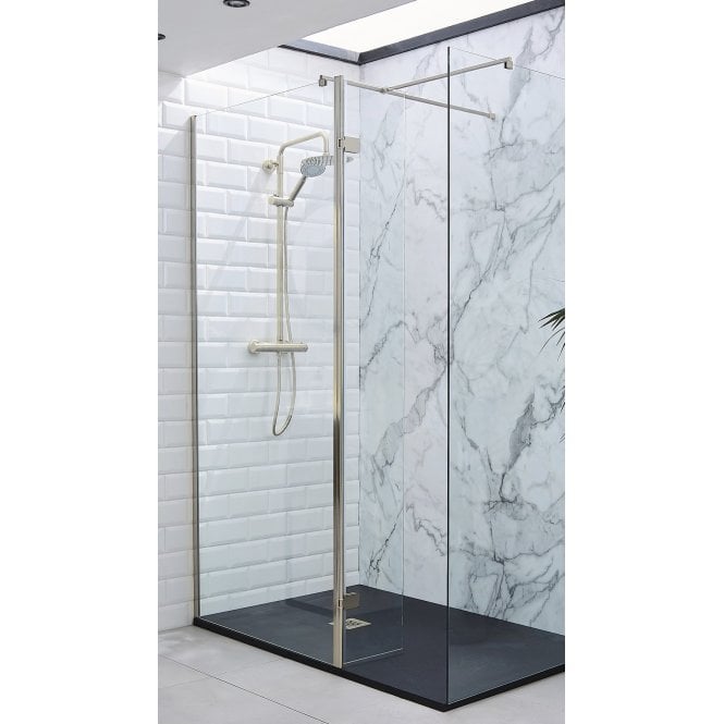 Kartell KV8 300mm Brushed Nickel Hinged Wetroom Return Panel