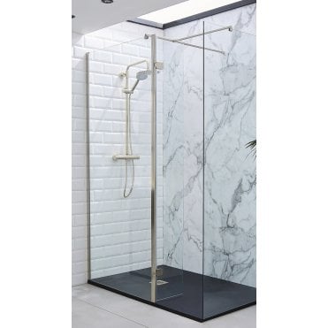 KV8 300mm Brushed Nickel Hinged Wetroom Return Panel