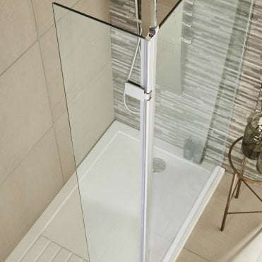 KV8 300mm Chrome Hinged Wetroom Return Panel