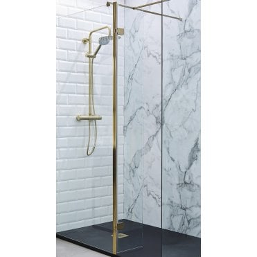 KV8 300mm Ottone Brushed Brass Hinged Wetroom Return Panel