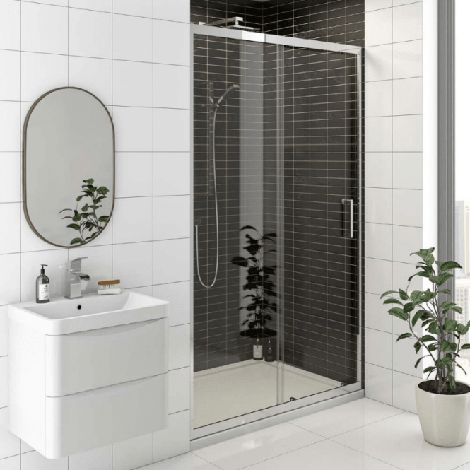 Kartell KV8 Chrome 1400mm Sliding Shower Door 8mm Glass