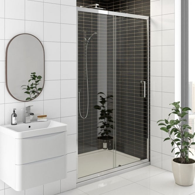 Kartell KV8 Chrome 1700mm Sliding Shower Door 8mm Glass