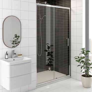 KV8 Chrome 1700mm Sliding Shower Door 8mm Glass