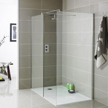 KV8 Chrome 600mm Modern Wetroom Shower Screen 8mm Glass