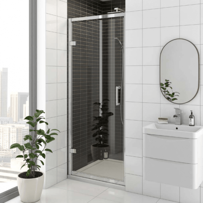 Kartell KV8 Chrome 900mm Hinged Shower Door 8mm Glass