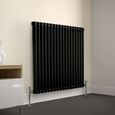 Laser Klassic 2 Column Black Horizontal Radiator