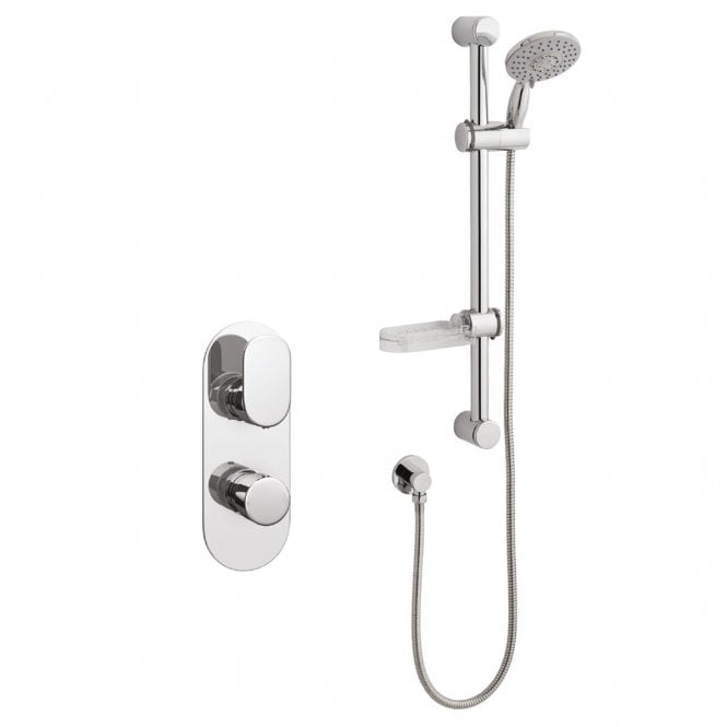 Kartell Logik Chrome Concealed Thermostatic Shower Valve with Adjustable Slide Rail Kit