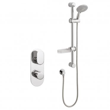 Logik Chrome Concealed Thermostatic Shower Valve with Adjustable Slide Rail Kit