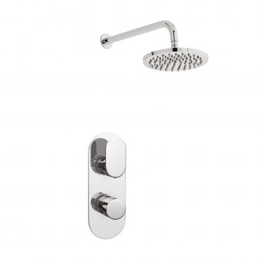 Logik Chrome Concealed Thermostatic Shower Valve with Fixed Drencher Head