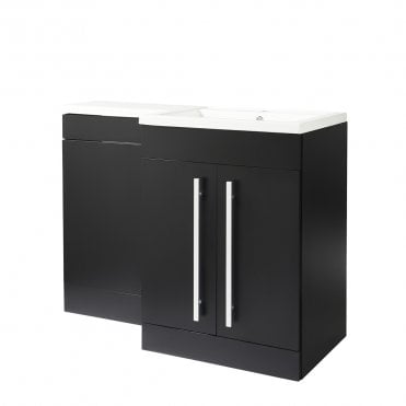 Matrix 1100mm Matt Black 2 Door L Shaped Combination Basin WC Unit - Right Hand