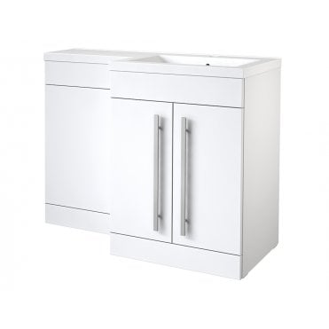 Matrix 1100mm White Gloss 2 Door L Shaped Combination Basin WC Unit - Right Hand