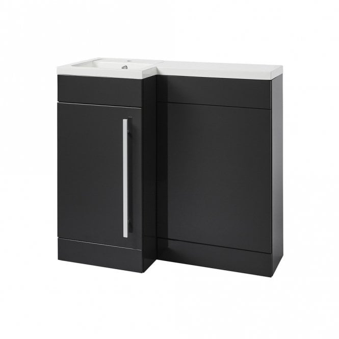 Kartell Matrix 900 Grey Gloss Single Door L Shaped Combination Basin WC Unit - Left Hand