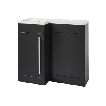 Matrix 900 Grey Gloss Single Door L Shaped Combination Basin WC Unit - Left Hand