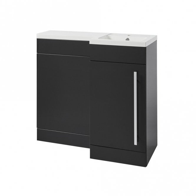 Kartell Matrix 900 Grey Gloss Single Door L Shaped Combination Basin WC Unit - Right Hand