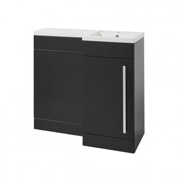 Matrix 900 Grey Gloss Single Door L Shaped Combination Basin WC Unit - Right Hand