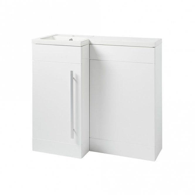Kartell Matrix 900 White Gloss Single Door L Shaped Combination Basin WC Unit - Left Hand