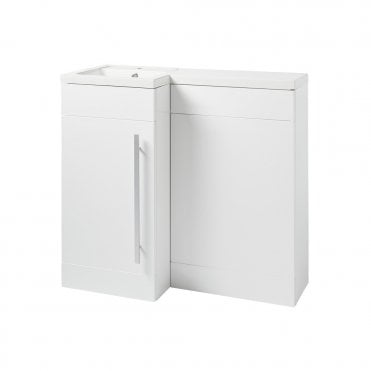 Matrix 900 White Gloss Single Door L Shaped Combination Basin WC Unit - Left Hand