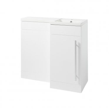 Matrix 900 White Gloss Single Door L Shaped Combination Basin WC Unit - Right Hand