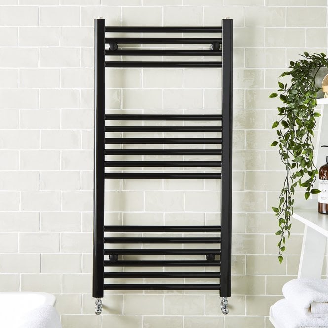 Kartell Matt Black 800mm x 500mm Straight Heated Towel Rail