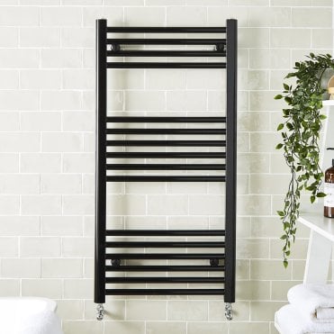 Matt Black 800mm x 600mm Straight Heated Towel Rail