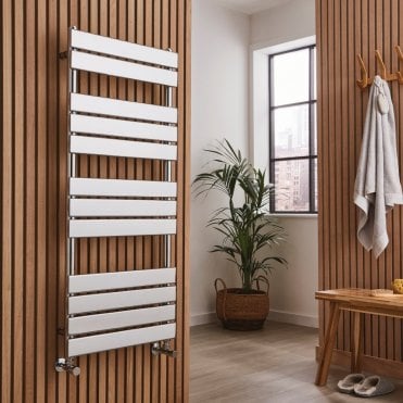 Memphis Chrome Flat Bar Designer Heated Towel Rail