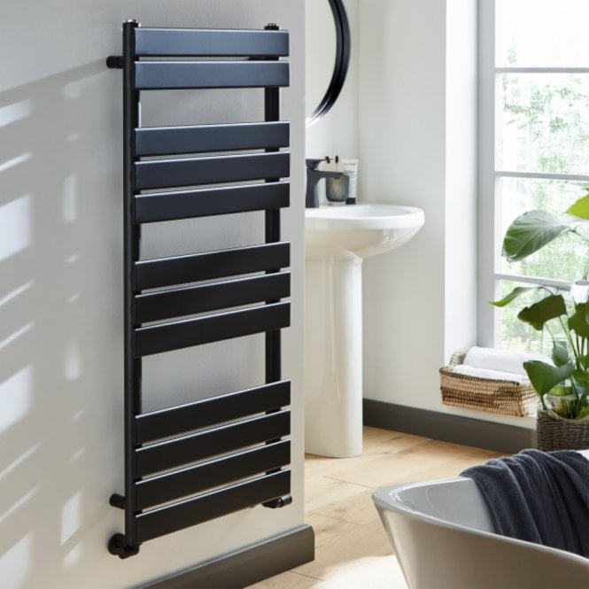 Kartell Memphis Matt Black Flat Bar Designer Heated Towel Rail