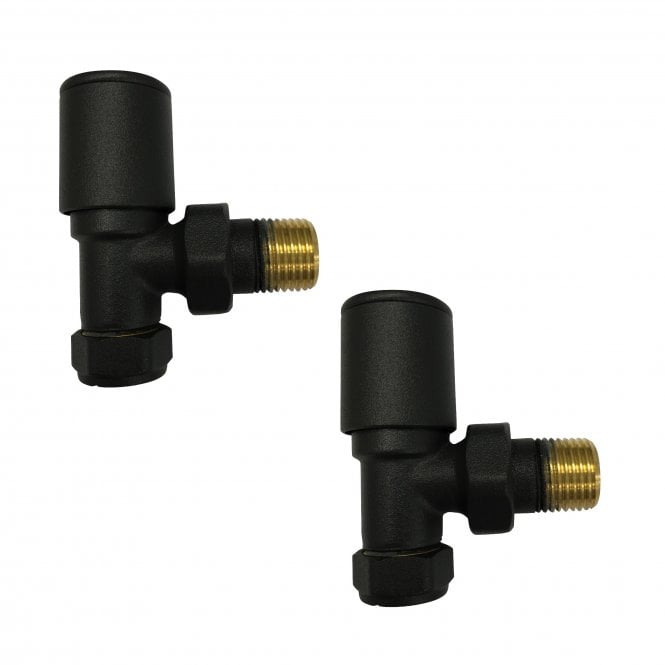 Kartell Modern Angled Radiator Valves Black (Pair)
