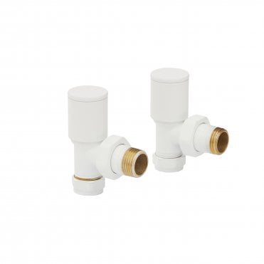 Modern Angled Radiator Valves White (Pair) - WHITE-ANG