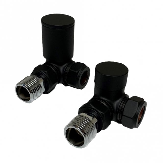 Kartell Modern Corner Radiator Valves Black (Pair)