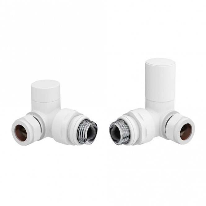 Kartell Modern Corner Radiator Valves White (Pair) - CRNV-WHITE
