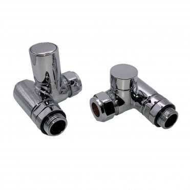 Modern Dual Fuel Corner Radiator Valves for Elements Chrome (Pair) - CRNV-DF
