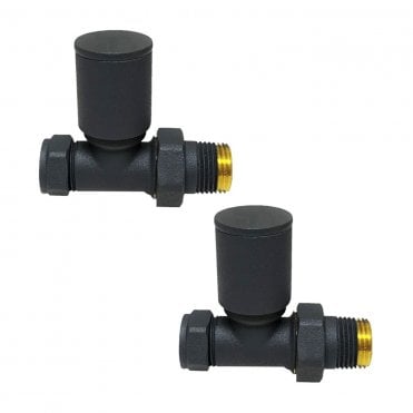 Modern Straight Radiator Valves Anthracite (Pair) - ANTH-STR